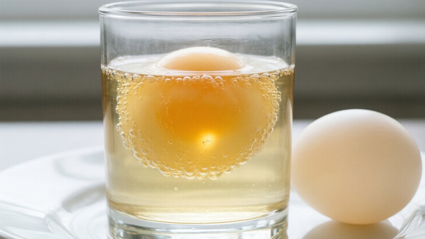 Naked egg in vinegar